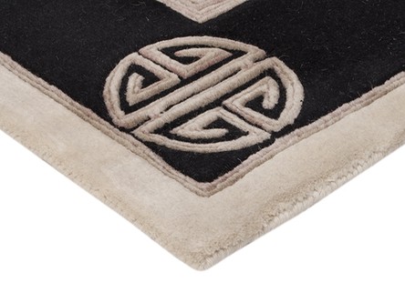 100% Wool Cream Fu Shou Super Washed Rug Handknotted in India with a 18mm pile Image 3