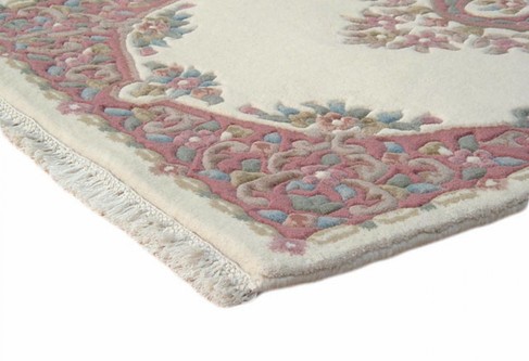 100% Wool Cream Mahal Indian Rug Design Handknotted in India with a 20 mm pile Image 3