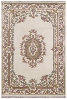 100% Wool Cream Mahal Indian Rug Design Handknotted in India with a 20 mm pile Image 2
