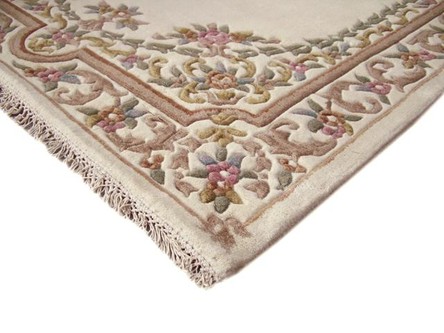 100% Wool Cream Mahal Indian Rug Design Handknotted in India with a 20 mm pile Image 3