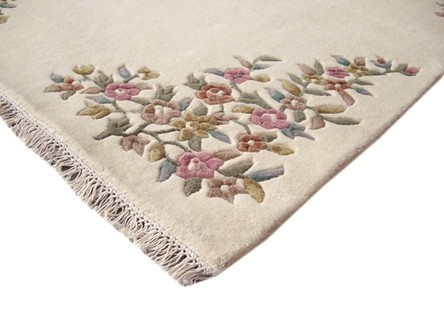 100% Wool Cream Mahal Indian Rug Design Handknotted in India with a 20mm pile Image 3