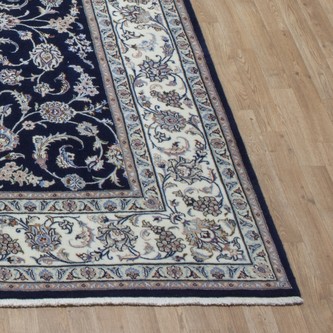 100% Wool Blue Persian Golbaft Rug PGO025046 2.97 x 2.50 Handknotted in Iran with a 20mm pile Image 2