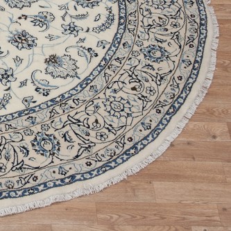 100% Wool Cream Persian Nain Rug PNA076044 1.95 x 1.95 Handknotted in Iran with a 12mm pile Image 2