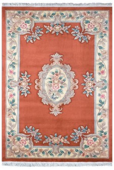 100% Wool Rust Premier Superwashed Chinese Rug D.113 Handknotted in China with a 25mm pile Image 2