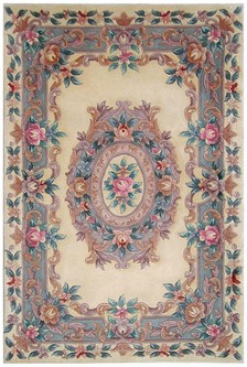 100% Wool Cream Handmade Chinese Rug Design in China with a 18mm pile