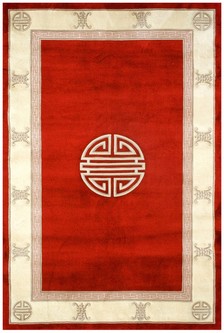100% Wool Red Premier Superwashed Chinese Rug Design Handknotted in China with a 25mm pile