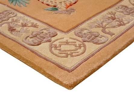 100% Wool Gold Premier Superwashed Chinese Rug Design Handknotted in China with a 25mm pile Image 3
