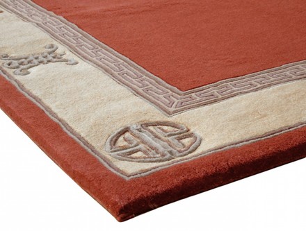 100% Wool Rust Premier Superwashed Chinese Rug Design Handknotted in China with a 25mm pile Image 3