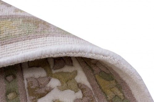 100% Wool Cream Super Rajbik Indian Rug Design Handknotted in India with a 20mm pile Image 4