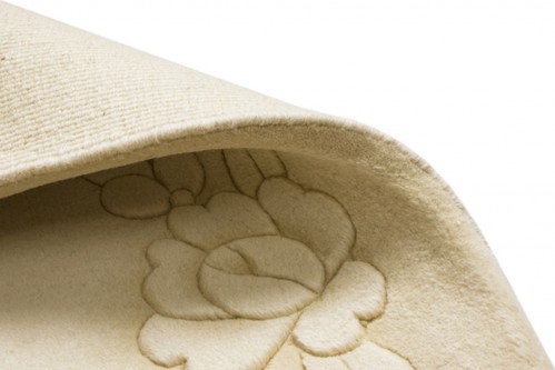 100% Wool Cream Plain Carved Chinese. Handknotted in China with a 20mm pile Image 6