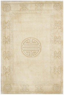 100% Wool Cream Handmade Chinese Rug Design in China with a 18mm pile