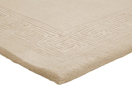 100% Wool Cream Plain Carved Chinese. Handknotted in China with a 25mm pile Image 2