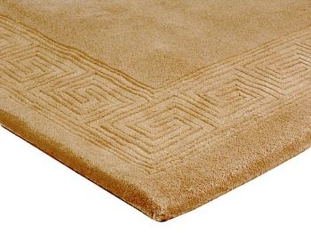 100% Wool Gold Plain Carved Chinese. Handknotted in China with a 25mm pile Image 3