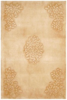 100% Wool Gold Handmade Chinese Rug Design in China with a 18mm pile