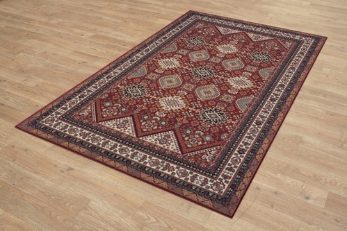 100% Wool Red Mohatta Woven Rug Machine Woven in Moldova with a 10mm pile