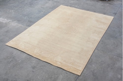 100% Wool Cream Plain Carved Chinese. SPF030201 4.27m x 3.05m Handknotted in China with a 25mm pile