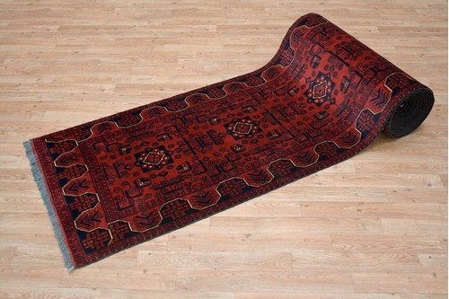 100% Wool Rust Afghan Kundoz Rug AKU056000 7.84 x .82 Handknotted in Afghanistan with a 8mm pile