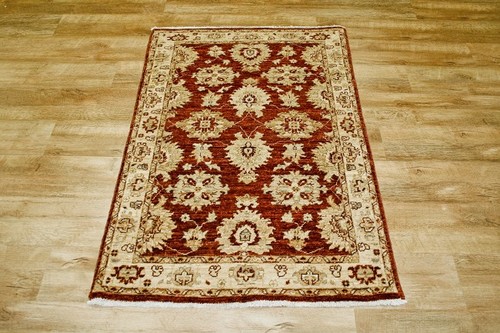 100% Wool Rust Afghan Veg Dye Rug AVE013074 138 x 92 Handknotted in Afghanistan with a 6mm pile