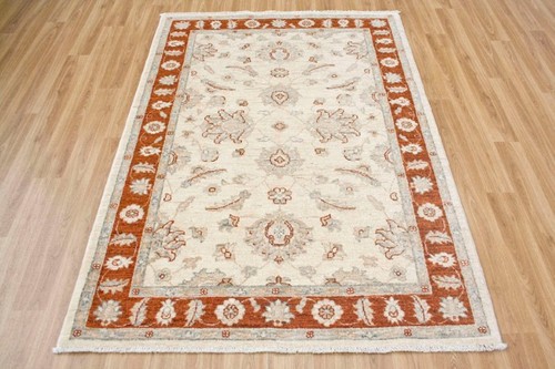 100% Wool Cream Afghan Veg Dye Rug AVE018082 172 x 116 Handknotted in Afghanistan with a 5mm pile