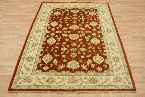 100% Wool Red Afghan Veg Dye Rug AVE020070 224 x 160 Handknotted in Afghanistan with a 5mm pile
