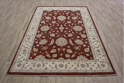 100% Wool Red Afghan Veg Dye Rug AVE022070 277 x 178 Handknotted in Afghanistan with a 5mm pile