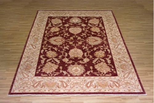 100% Wool Red Afghan Veg Dye Rug AVE028000 3.51 x 2.79 Handknotted in Afghanistan with a 6mm pile