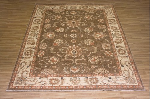 100% Wool Brown Afghan Veg Dye Rug AVE028053 3.46 x 2.73 Handknotted in Afghanistan with a 6mm pile