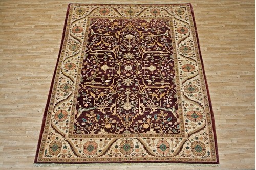 100% Wool Blue Afghan Veg Dye Rug AVE028058 3.65 x 2.79 Handknotted in Afghanistan with a 6mm pile