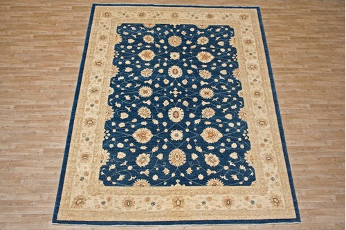 100% Wool Blue Afghan Veg Dye Rug AVE028088 3.67 x 2.72 Handknotted in Afghanistan with a 6mm pile