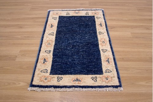 100% Wool Blue Afghan Plain Veg Rug AVP004088 .79 x .49 Handknotted in Afghanistan with a 6mm pile