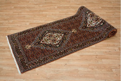 100% Wool Rust Persian Bidjar Carpet PBD048000 3.06 x .86 Handknotted in Iran with a 16mm pile