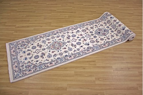 100% Wool Cream Persian Golbaft Rug PGO048044 3.48 x .83 Handknotted in Iran with a 17mm pile