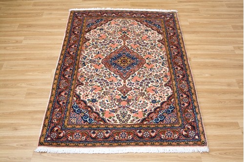 100% Wool Red Persian Mahal PMA014052 1.54 x 1.02 Handknotted in Iran with a 18mm pile