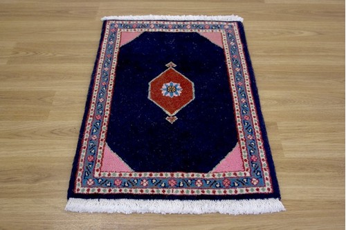 100% Wool Blue Persian Moud Carpet PMO004000 .58 x .38 Handknotted in Iran with a 15mm pile