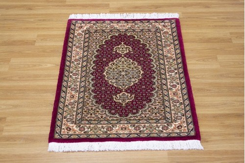 100% Wool Red Persian Mahi Tabriz Rug PMT006101 .86 x .60 Handknotted in Iran with a 12mm pile