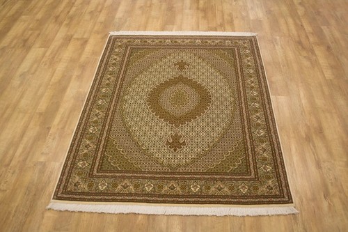 100% Wool Cream Persian Mahi Tabriz Rug PMT019F90 197 x 154 Handknotted in Iran with a 12mm pile