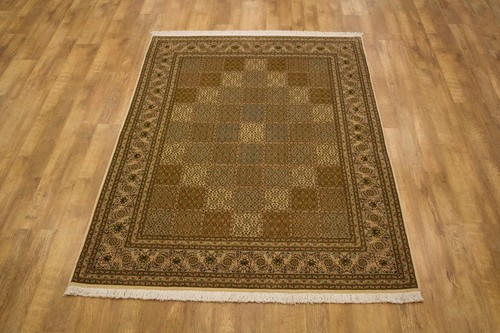 100% Wool Beige Persian Mahi Tabriz Rug PMT019ZCP 202 x 148 Handknotted in Iran with a 12mm pile