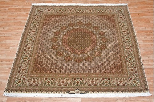 100% Wool Multi Persian Mahi Tabriz Rug PMT093M75 2.02 x 2.01 Handknotted in Iran with a 12mm pile