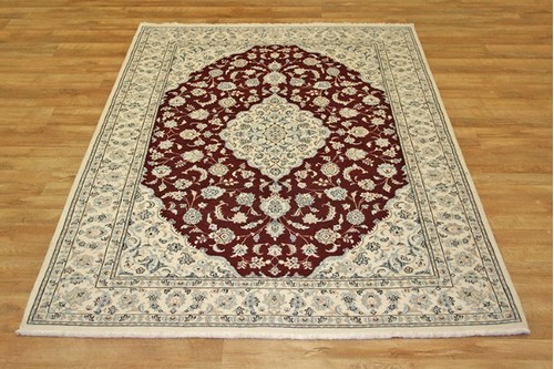 100% Wool Red Persian Nain Rug PNA021052 252 x 170 Handknotted in Iran with a 12mm pile
