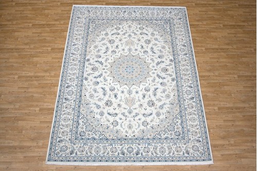 100% Wool Cream Persian Nain Rug PNA027F44 3.50 x 2.50 Handknotted in Iran with a 12mm pile