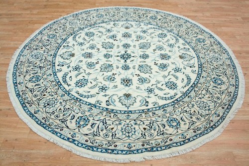 100% Wool Cream Persian Nain Rug PNA076044 193 x 193 Handknotted in Iran with a 12mm pile