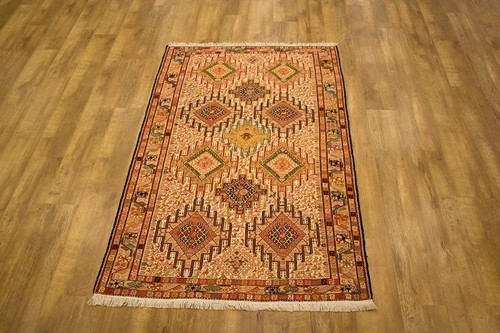 100% Wool Cream Persian Souzami Kelim Rug PSO019000 193 x 119 Handknotted in Iran with a 6mm pile