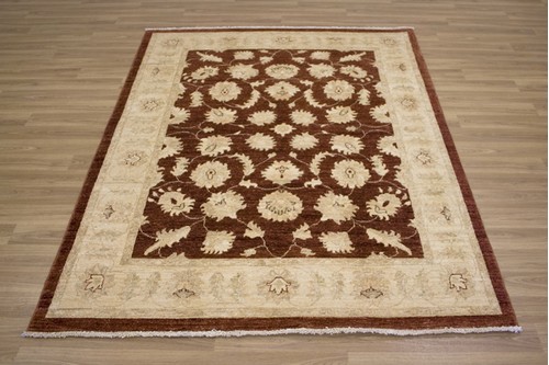 100% Wool Rust Afghan Veg Dye Rug AVE019074 196x153 Handknotted in Afghanistan with a 6mm pile
