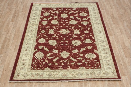 100% Wool Red coloured Afghan Veg Dye Rug AVE021070 242x165 Handknotted in Afghanistan with a 6mm pile