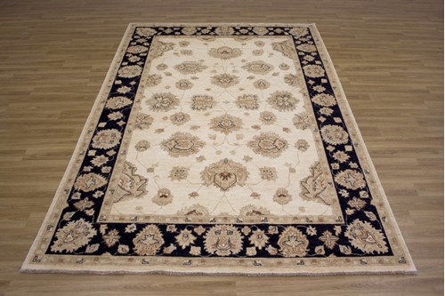 100% Wool Cream Afghan Veg Dye Rug AVE022029 2.64 x 1.80 Handknotted in Afghanistan with a 6mm pile