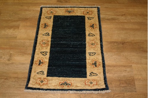 100% Wool Blue Afghan Plain Veg Rug AVP004088 .71 x .47 Handknotted in Afghanistan with a 6mm pile