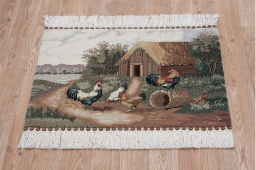 100% Silk Multi Zhenping Silk Picture Rug CFS004PIC 63x47 Handknotted in China with a 3mm pile