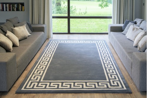 100% Wool Grey Mahal Indian Rug Design Handmade in India with a 18mm pile