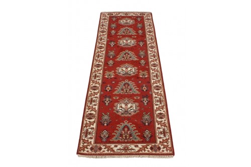 100% Wool Red Indo Persian Shervan Rug Design Handknotted in India with a 15mm pile Image 4