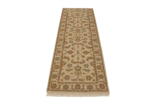 100% Wool Cream Indo Persian Keshan Rug Design Handknotted in India with a 15mm pile Image 4